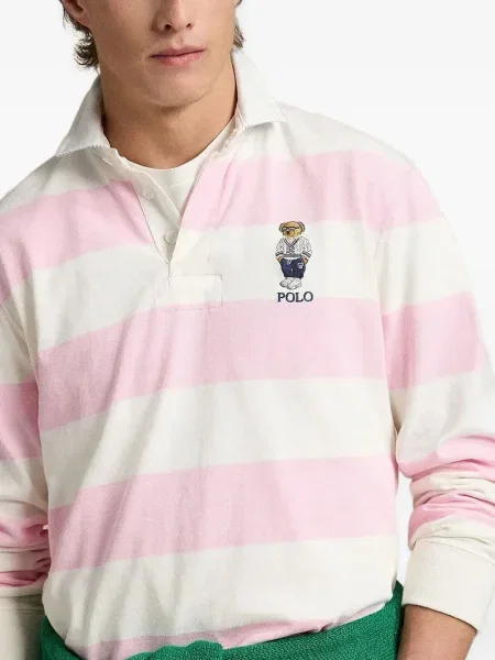 Кожено портмоне Polo Ralph Lauren с принт на райета синьо