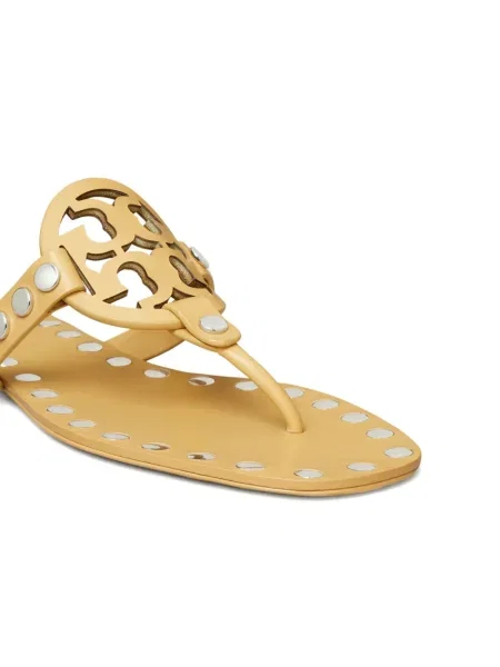 Sandale Tory Burch din piele fără toc cu tepi galben