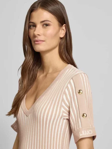 Sukienka mini z prążkowanymi wykończeniami Liu Jo beżowa