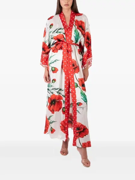 Rochie maxi Mazzei cu imagine de costum alb