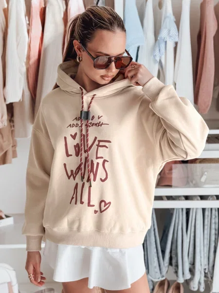 Bluza oversize z kapturem LOVEWILL Dstreet beżowa