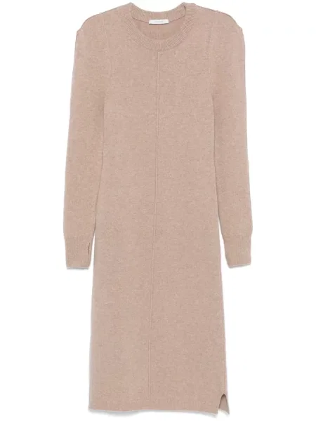 Rochie midi Lemaire cu decolteu rotund până la genunchi de costum maro