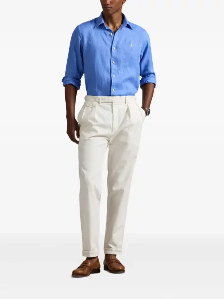 Dlouhá pruhovaná s límcem kšiltovka Polo Ralph Lauren modrá