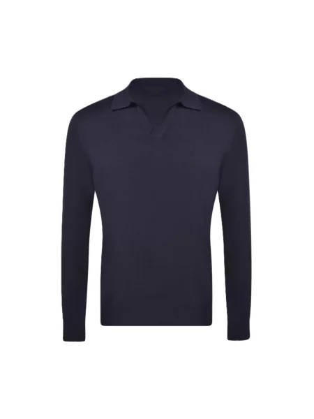 Sweter Paolo Fiorillo Capri z dekoltem w serek niebieski
