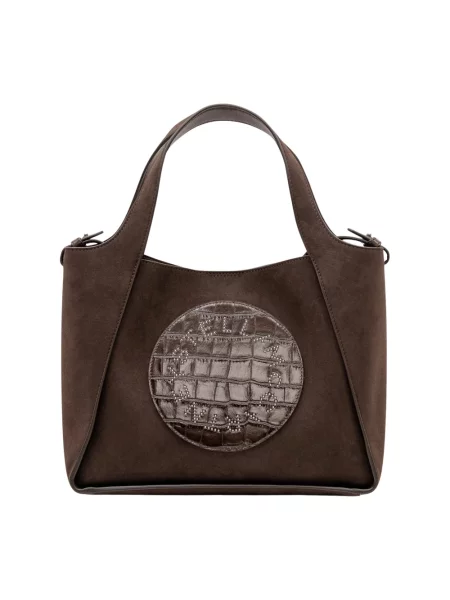 Shopperka Stella Mccartney skórzana z logo brązowa