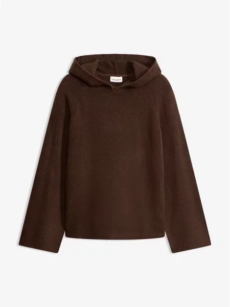 Sweter z kapturem brązowy