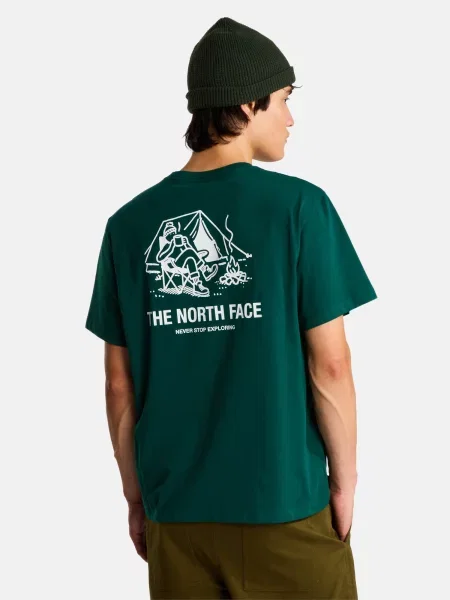 THE NORTH FACE Tricou Campfire verde închis alb