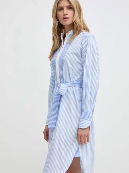 BOSS sukienka mini rozkloszowana niebieski