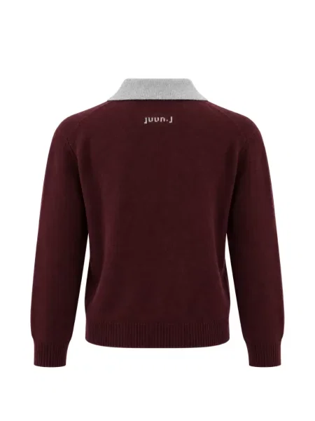 Tricou polo Juun.j cu decolteu în V roșu