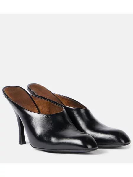 Papuci tip mules Khaite din piele negru