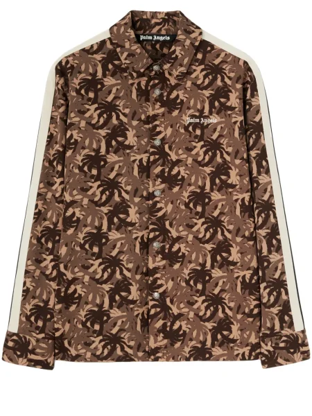 Maskáčová košile Palm Angels hnědá