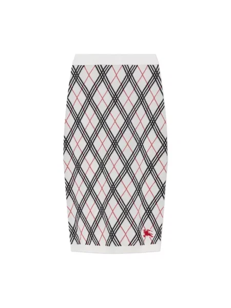 Spódnica Burberry w kratę z nadrukiem biała