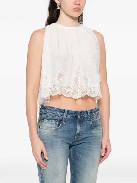 Bluză Sandro din dantelă alb