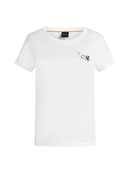 BOSS Tricou bej / albastru deschis / roz pal alb