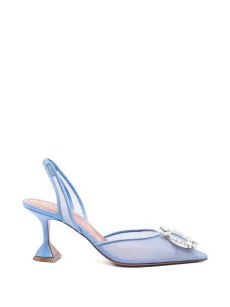Pantofi cu toc Amina Muaddi plasă slingback albastru