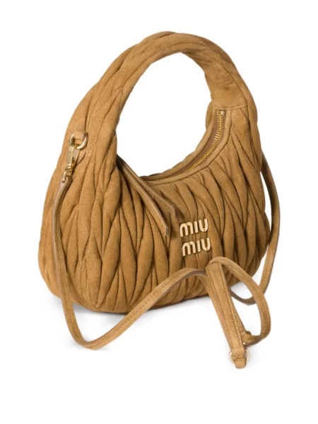 Geantă Miu Miu din piele de căprioară maro