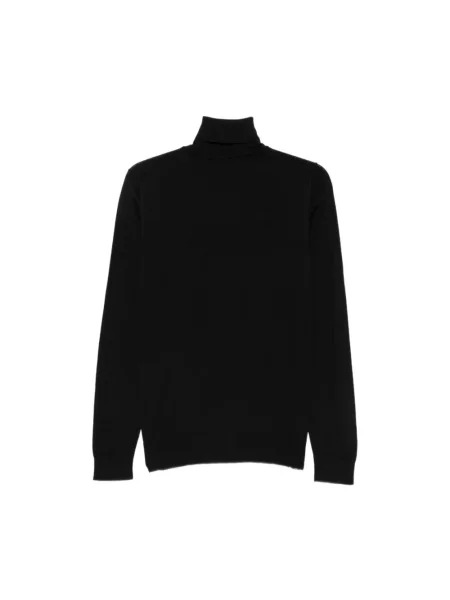 Lniany sweter z golfem Alpha Studio czarny