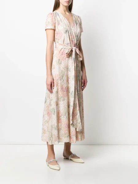 Rochie maxi Red Valentino cu model floral lungă de costum roșu