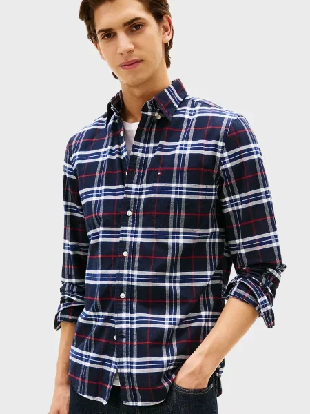 Картата твілова сорочка Tommy Hilfiger синя