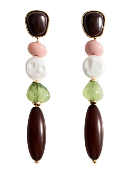 MANGO Cercei MELANIA maro închis / verde deschis / roz alb