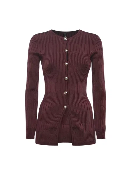 Guess Swetry Kobieta Czerwony S Marciano Rib-Knit Cardigan bordowy