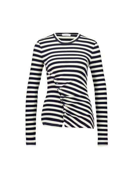 Sweter Rabanne w paski z paskiem biały