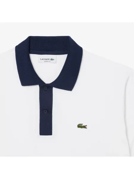 Lacoste Koszulka Polo Classic Fit Z Kontrastowym Kołnierzykiem biała