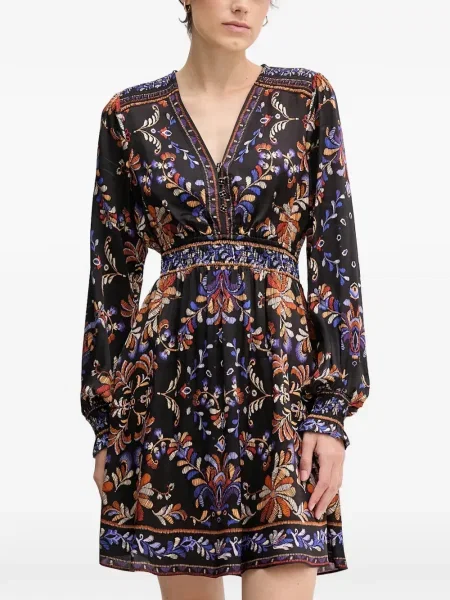 Rochie Hale Bob cu model floral cu decolteu în V de costum negru