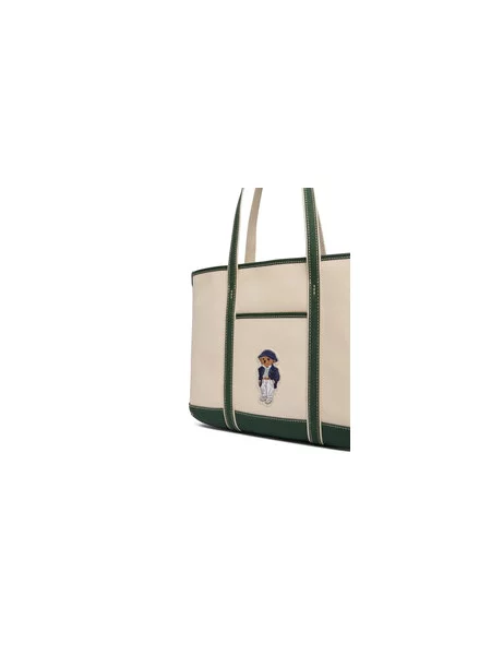 Polo Ralph Lauren Shopper torba ecru/prljavo bijela / tamno zelena bež