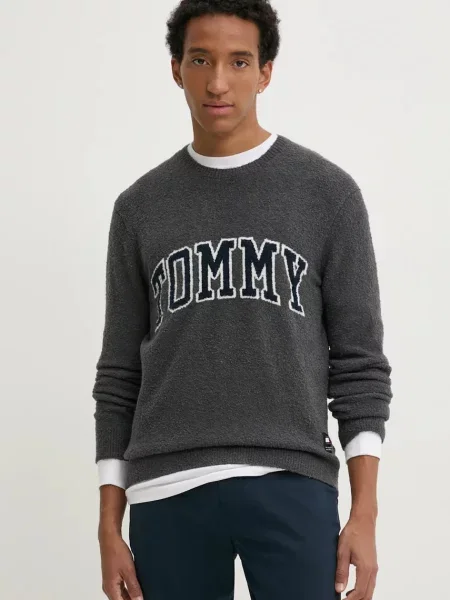 Пуловер с вълна Tommy Jeans мъжки сиво