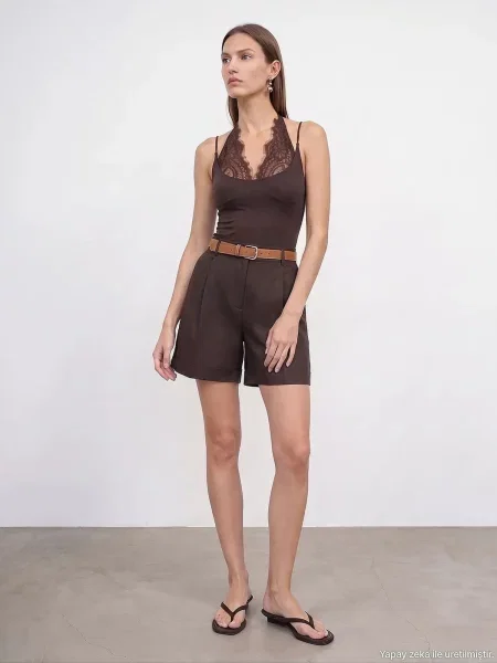 Dilvin Hlače Shorts temno rjava