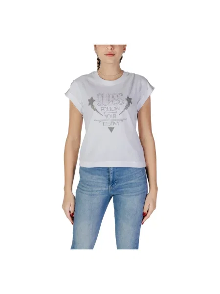 T-shirt z detalem z logo Guess biała