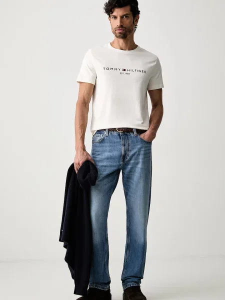 TOMMY HILFIGER Tričko námornícka modrá / červená / biela béžová