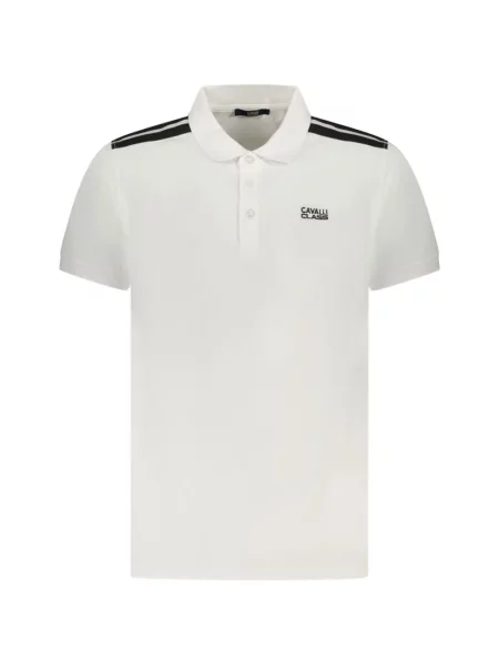 Tricou polo Cavalli Class cu imagine alb