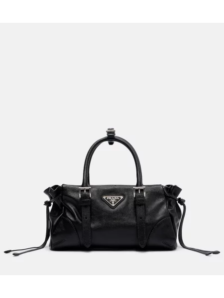 Top Prada din piele negru