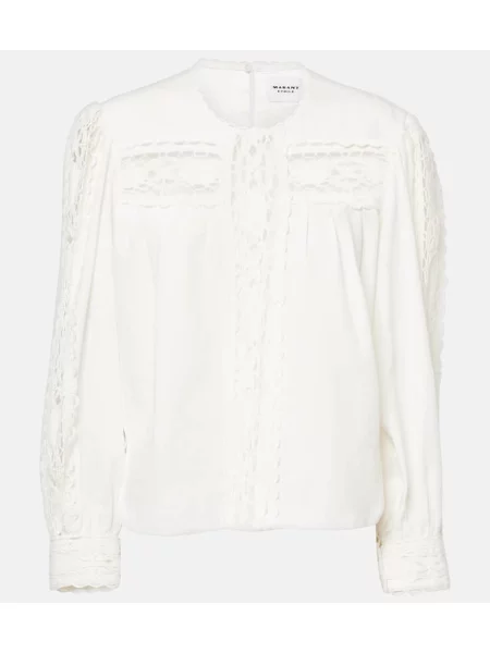 Top Marant Etoile cu broderie de in alb