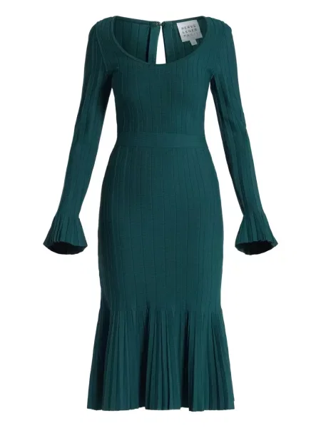 Sukienka midi Hervé Léger do kolan garniturowa zielona