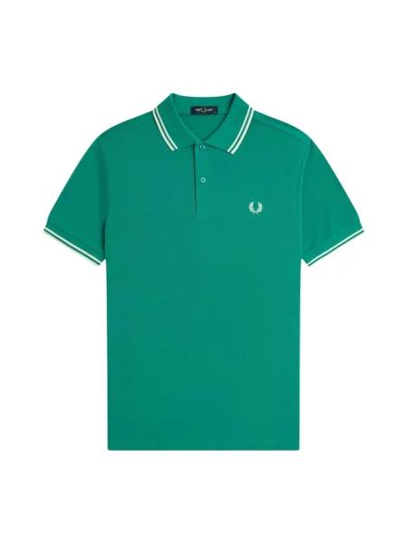 Koszulka polo Fred Perry w paski z paskiem zielona