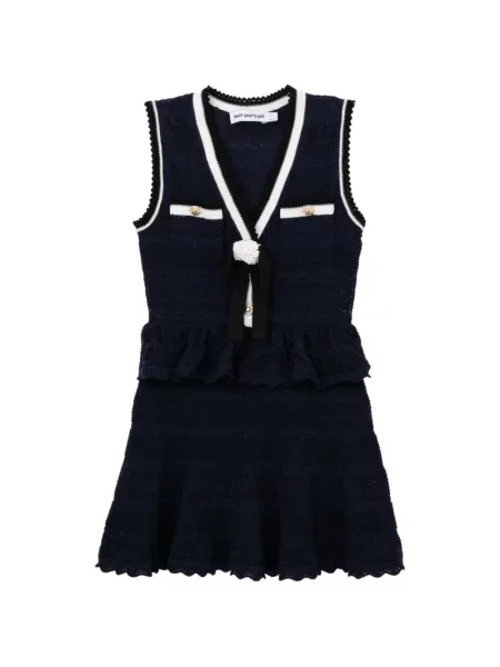 Rochie mini Self-portrait tricotate cu volane albastru