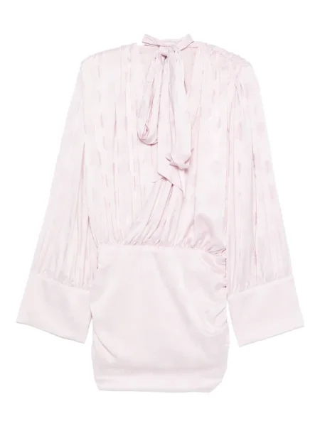 Sukienka mini Rotate Birger Christensen w kwiatki żakardowa garniturowa różowa