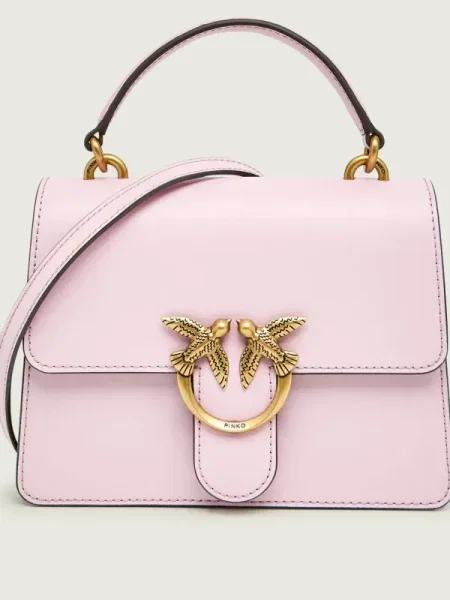Geanta de piele Pinko din piele roz