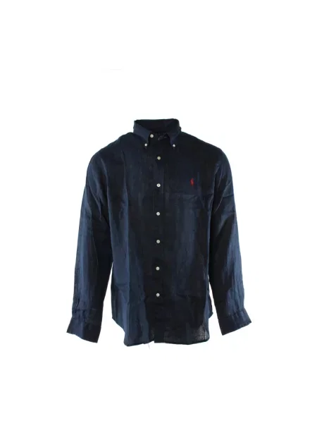 Lniana koszula Polo Ralph Lauren niebieska
