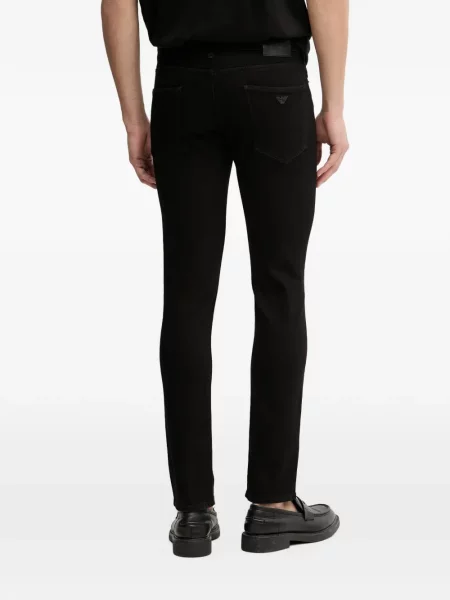 Skinny jeansy skinny Emporio Armani z logo czarne