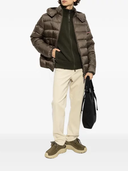 Geacă cu puf Moncler cu glugă verde
