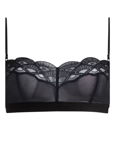 Sutien bralette Karl Lagerfeld cu broderie din dantelă negru