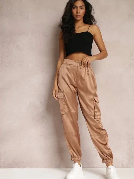 Pantaloni jogger închis cu cargo cu velcro Jeandal bej