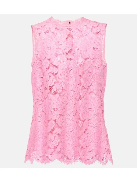 Top Dolce&gabbana w kwiatki koronkowy różowy