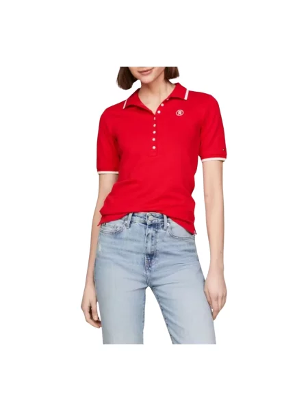 Polo Tommy Hilfiger z lyocellu czerwone