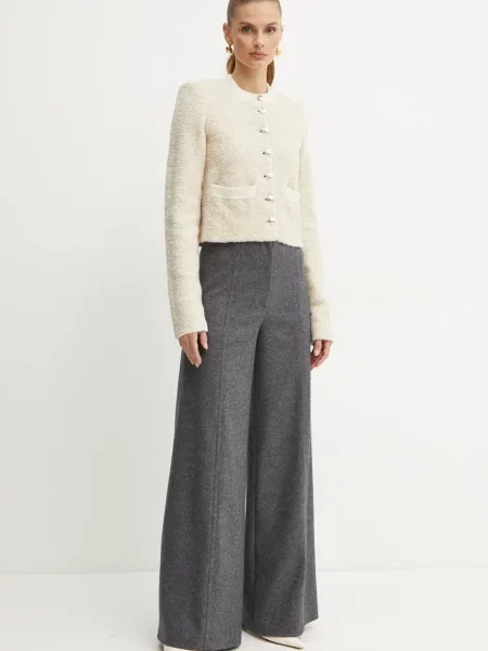 Patrizia Pepe marynarka wełniana jednorzędowa gładka beżowy