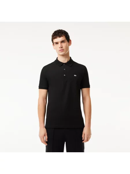 Lacoste Koszulka Polo Slim Fit Stretch Cotton Piqué Grey Crocodile czarna